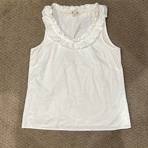 White J CREW Tank Top with ruffle trim detail | size 10